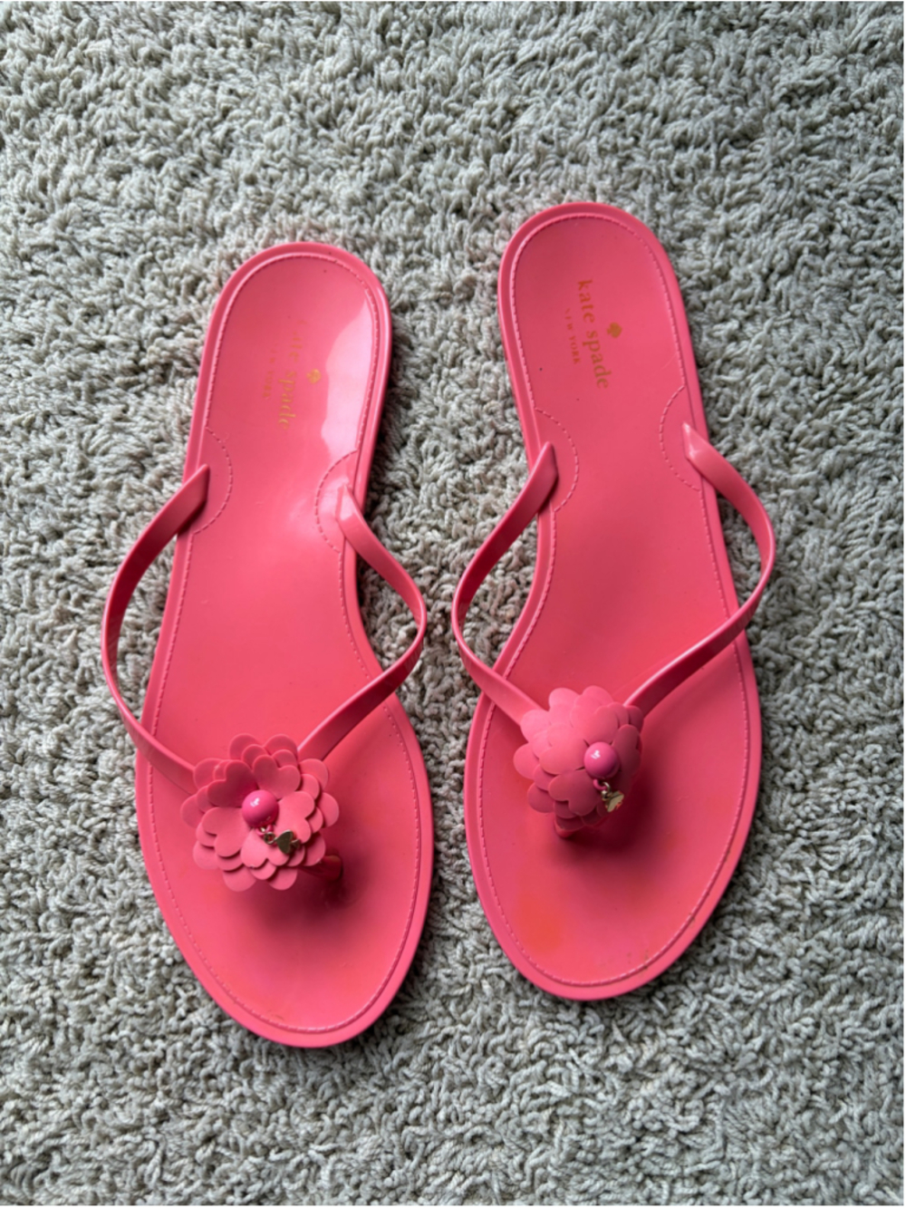 Kate Spade New York Jaylee Jelly Sandals 11 Pink Floral Thong Flip Flops